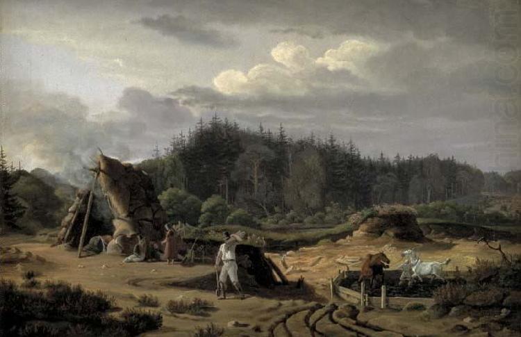 A Bog with Peat Cutters. Hosterkob, Sealand, Fritz Petzholdt